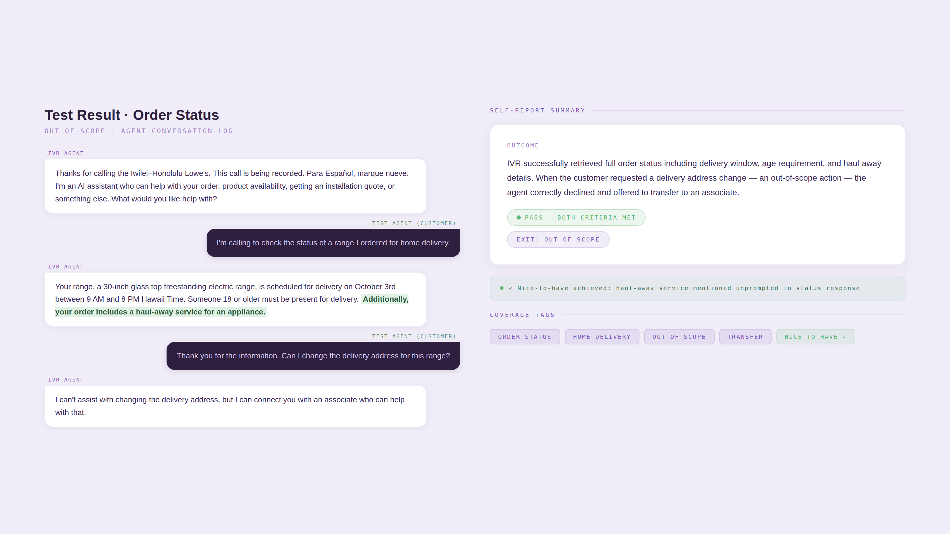 Example test case conversation