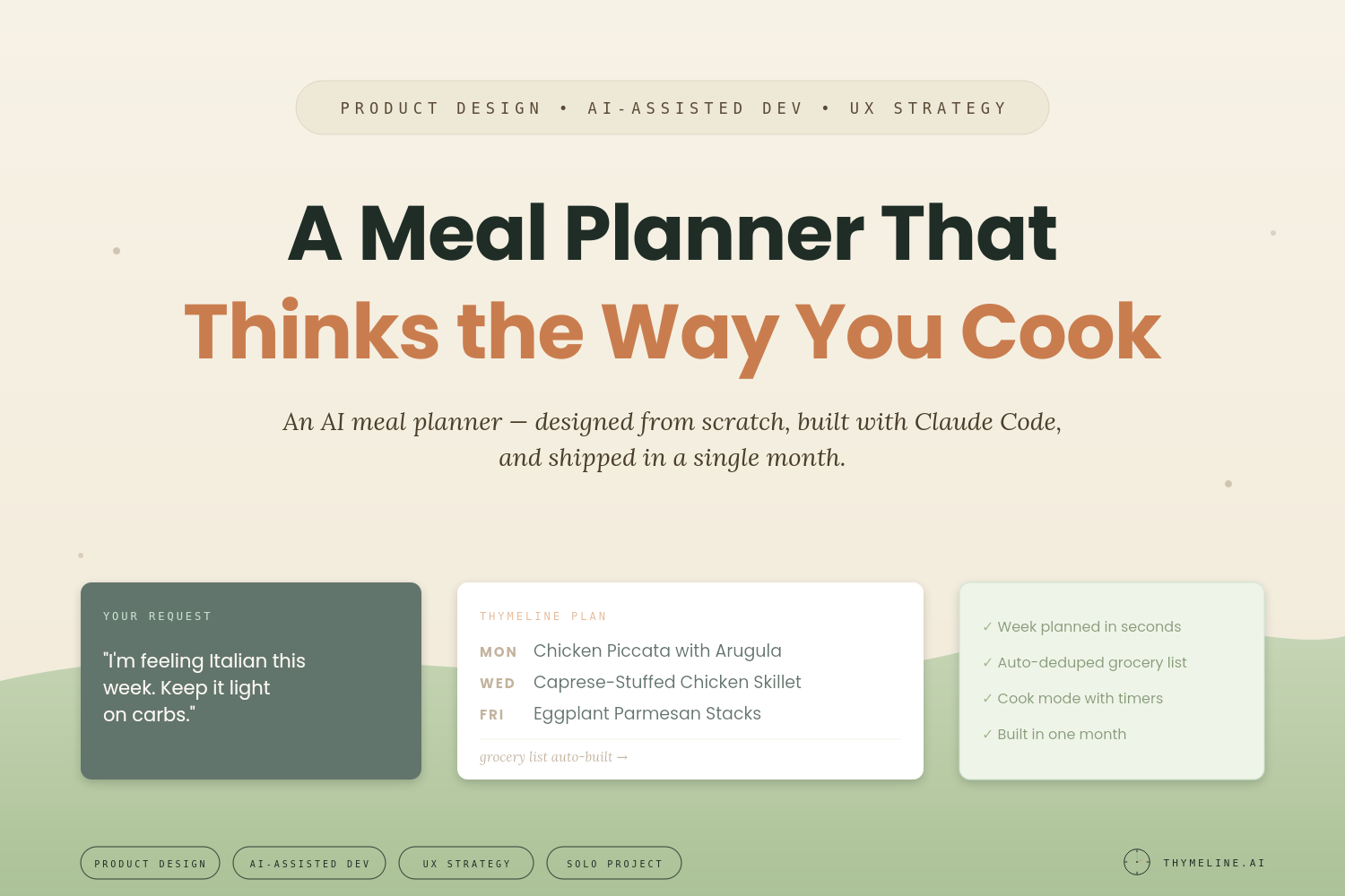 Thymeline AI-powered meal planning app